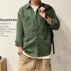 メンズカジュアルシャツ春秋の日本のストリートウェアレトロカジュアルシャツ男性ハラジュク高品質のカーゴコートプラスピュアコットン長袖230322