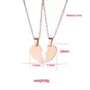 Chains Broken Heart Stitching Pendant Necklace Mirror Polish Stainless Steel DIY Custoimz BFF Necklaces 5Pairs/Lot