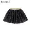 Skirts Summer Girls Tutu Skirts Kids Elastic Waist Pettiskirt Girl Princess Tulle Skirt Stars Printed Mini Skirts Children Clothing