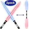 LED Rave Toy2 in 1 Lightsaber Smooth Swing Heavy Dueling RGB 7 Colors Shange SoundFonts Forc Foc Blaster Toys Jedi Laser Sword 230322