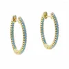 Hoop Earrings Round Gold Color With Blue Red Zirconia 20mm Earring For Women Delicate Tiny Fashion Jewelry Berloque