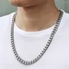 Ketten Curb Cuban Herren Halskette Kette Silber Farbe für Männer Junge 316L Edelstahl Link Modeschmuck 10,5 mm DHN05