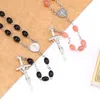 Choker Two Tone Oval Shiny Rosary Good Friday Cross Necklace Religious Virgin Mary Center Accessory Pendant