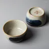 Cups Saucers 3 Style Vintage Pottery Chinese Calligraphy Zen Tea Cup Set Teaware Bowl For Ceremony Teacup Wine Mugs