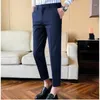 Мужские костюмы 2023 Весенняя осенняя мода Мужчины с высокой талией брюки твердые деловые брюки для повседневного костюма