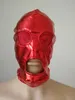 Kostuumaccessoires Halloween sexy maskers cosplay kostuums glanzende metalen masker open ogen met rode mesh unisex zentai kostuums feestaccessoires