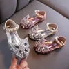 Sneakers Fashion Girls Sequin Lace Bow Kids Shoes Cute Pearl Princess Dance Single Casual Shoe Childrens Party Wedding 230322