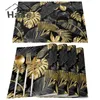 Table Runner Golden Leaves Black Background Table Runner for Dining Table Wedding Decoration Tablecloth Home Party Decor Table Cover 230322