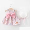 Robes De Fille Robe D'impression D'été Fille Pour Bébés Filles 1 2 3 4 Jupes Sans Manches Vêtements À La Mode Décontractés Enfant Mignon Gilet Lâche Outd Dhpbw