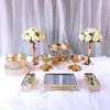 Bakeware Tools 8pcs-13pcs Mirror Wedding Decoration 3 Tier Cupcake Display Gold Metal Cake Stand Stand Stand