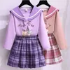 Clothing Sets Japanese School Uniform Spring Blouse Shirt With Bow Tie High Waist Pleated Skirt Korean Student JK Outfits 230322