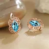 Brincos de costas 1 par feminino de feminino marquise aqua azul clipe de zircão de zircão no banquete de cor de ouro rosa para mulheres para mulheres