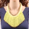 Choker Fashion Cotton String Braided Gold Chain Colorful Bead Tassel Chunky Statement Necklace For Women Jewelry Wholesale