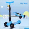 Carrinhos de bebê# childrens carrinhos pedal carro 3 rodas dobráveis ​​led de manobramento de luminagem de três engrenagens gotas de skate de altura ajustável entrega dhwzq