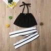 Set di abbigliamento 16t Fashion Summer Girl Cink Topsssiped Pants Outsfits Outfits Girls Abiti 230322