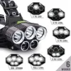 250000LM 5X T6 LED Headlamp USB Rechargeable Head Light Torch Lamp 5 Modes New Arrival Head Lighting Outdoor Lamp2921