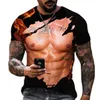 T-shirt das mulheres 2023 Europa e América Moda Camisetas Homens Mulheres 3D Animal Imprimir Sexy Muscle Camisas Verão Hip Hop Engraçado Tops