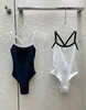 2024SS Womens Bikinis badkläder Hot Summer Classic Color Drak Blue White Top Quality Luxurys Designer Ladys Retro Swimsuit Beach Swimming Pool