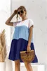 Casual Dresses Summer Women Loose O Neck Short Sleeve Dress Holiday Color Patchwork Ruffle Beach Maternity For 2023