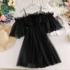 Casual Kleider Luck A Sommer Solide Süße Träger Kleid Frauen Elegante Slash Neck Prinzessin Sexy Mini Kleid Lose Hübsche Party koreanische Kleid 2021 G230322