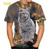 Heren t shirts ademende lynx 3D geprinte heren met korte mouw t-shirt mode casual gevlekte dierenontwerp universiteitsex streetwear top