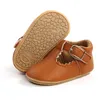 First Walkers kidsun geboren babyschoenen streep pu lederen jongen meisje peuter rubber zool antislip baby mocassins 230322