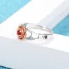 Anneaux de mariage Hainon mode rouge Zircon Rose fleur couleur argent pour les femmes main tenir bague de fiançailles femme bijoux