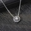 Funkelnde Doppel-Halo-Collier-Halskette für Pandora, echtes Sterlingsilber, Hochzeitsfeier-Schmuck für Frauen, Freundin, Geschenk, CZ-Diamant-Halsketten mit Originalverpackung