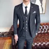 Men's Suits Blazers Large Size 7XL Blazer Vest Pants Groom Wedding Dress Dark Plaid Classic Retro Men's Formal Business Suit Three-Piece Set 230322