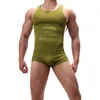 Undershirts Sexy Mens Bodysuits Leotard Jumpsuits One-piece Wrestling Singlet Overalls Shorts Bugle Pouch Male Underwear XL