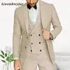 Herrenanzüge Blazer G N Klassische formelle Business-Party Herrenanzüge 3-teilig Hellgrau Bräutigam Smoking für Hochzeit Kostüm Blazer Hosen Weste 230322