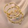 Bangle Trendy Fatima Palm Lucky Eye Adjustable Bracelet For Women Gold Color Cubic Zirconia Devil's Jewelry Gift