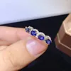 Cluster Rings Natural Blue Sapphire Ring Gemstone S925 Silver Lovely Crown Hairpin Row Wave Women Girl Gift Party Fine Jewelry