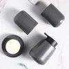 Accessorio per bagno set grigio 4 pezzi Accessori per bagno in ceramica Accessori per spazzolino Dispener e organizzatore di stoccaggio del dentifricio