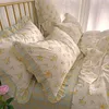 Set di biancheria da letto Eleganti fiori primaverili Giardino Fattoria Set copripiumino vintage Cotone 4/6 pezzi Federe per lenzuola morbide per ragazze