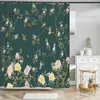 Shower Curtains Waterproof Shower Curtain For Bathroom Flowers and Birds Plants Print Bathtub Curtains Polyester Bath Curtain with Hooks 230322