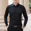 Herrklänningskjortor långärmad solid män Klädmode 2023 Spring Autumn Business Formal Wear Blus Slim Fit Camisa Masculina Tops T01