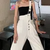 Women's Jumpsuits Fashion Denim Jumpsuit Women Sleeveless Pocket White Black Casual Loose Rompers Woman Clothes &