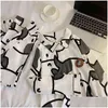 Home Clothing Qweek Cow Print Pajamas Two Piece Set Autumn Pijamas Women Cotton Cute Clothes Pyjamas Sleepwear Japanese Style Kawaii Dhlr0