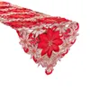 テーブルランナー二重厚の赤い素朴なカットワーク刺繍花のテーブルランナークリスマスデコレーションホームダイニングのための高品質230322