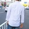 Men's Dress Shirts 2023 Spring Solid Color Long Sleeve Simple Shirt Fresh College Style Student Trend