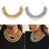 Pendant Necklaces Resin Multilayer Chain Necklace 5 Strands Round Exaggerated Statement Retro Women Choker Holiday Party Set