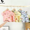 Pyjamas enfants garçons filles dessin animé à manches courtes revers chemise hauts avec short bébé printemps été dormir vêtements ensembles 230322