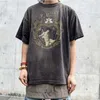 メンズTシャツハイセントマイケルウォッシュ古いショートスリーブファッションヴィンテージプリントカップルTシャツメン03B5 1805RV