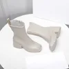 Botas de lluvia de diseñador de marca de lujo Botas de cuero de París Zapatos antideslizantes de mujer de otoño e invierno Zapatos de plataforma impermeables de alta moda 35-40