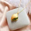 Pendant Necklaces Gold Color Inlaid Natural Hetian Conch Necklace Chinese Style Retro Court Charm Minority Design Women Jewelry Gifts