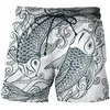 Mäns shorts 2023 Swimming Trunks för män sommar 3d koi konstmönster snabb torr strandkläder kläder