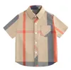 キッズシャツ夏の男の子格子縞の半袖シャツ子供ターンダウンカラー男の子トップスティー
