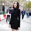 الفساتين غير الرسمية سقوط مصغرة الأكمام الطويلة بوتي ليتل أسود فستان أنيقة امرأة سيدة bodycon bling الأزياء المثيرة