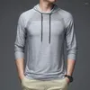 Men's Hoodies 2023 Spring Autumn Men Casual Long Sleeve Slim Tops Tees Male Elastic Sports Sweatshirts Quick Dry Hooded T Shirt G302